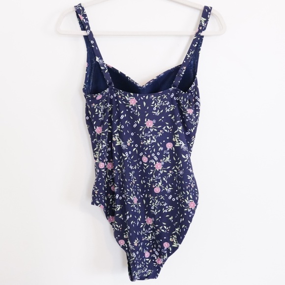 ONSHORE NAVY BLUE FLORAL ONE PIECE RUCHED SWIMSUIT - Picture 4 of 6